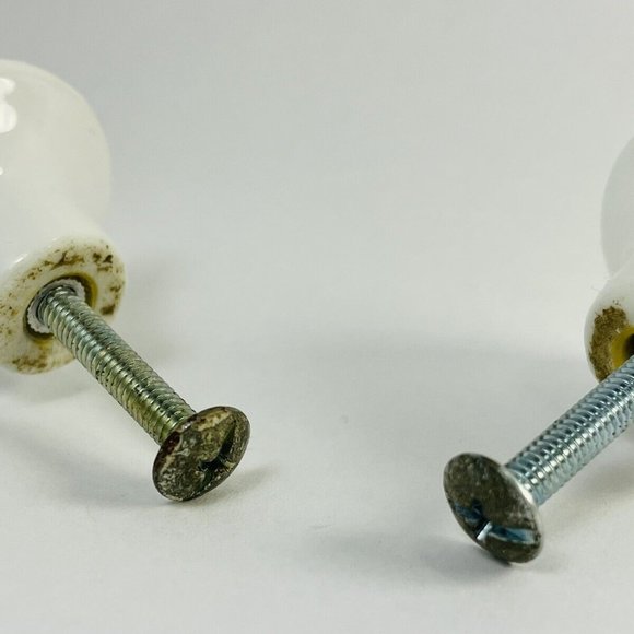 Vintage Japan White Porcelain Drawer Knobs Pulls Pink Tea Rose Gold Trim Set 2 - Picture 8 of 11